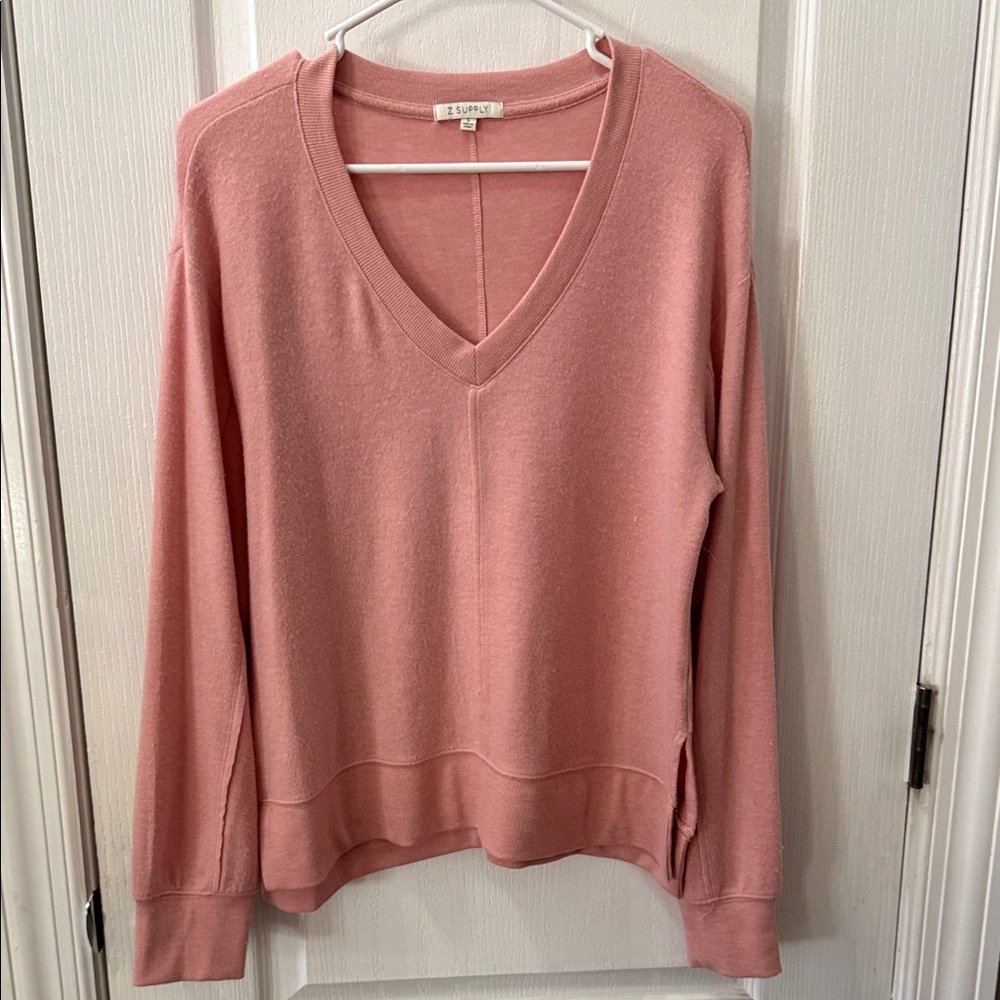 Z Supply Pink V-Neck Sweater